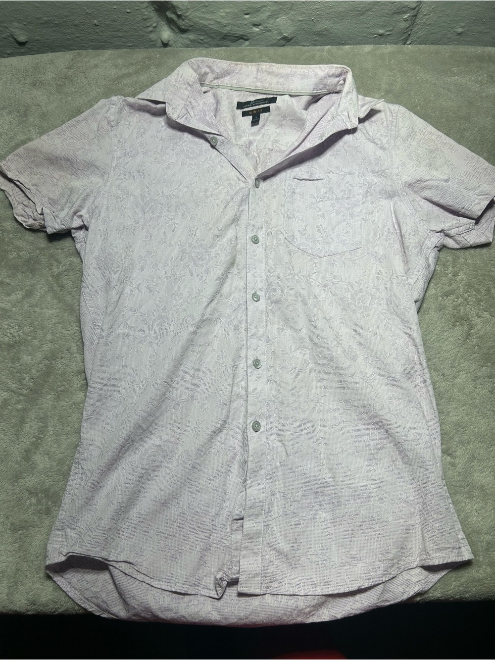 Marc Anthony Short-Sleeve Button-Down Shirt in Light Lavender Paisley